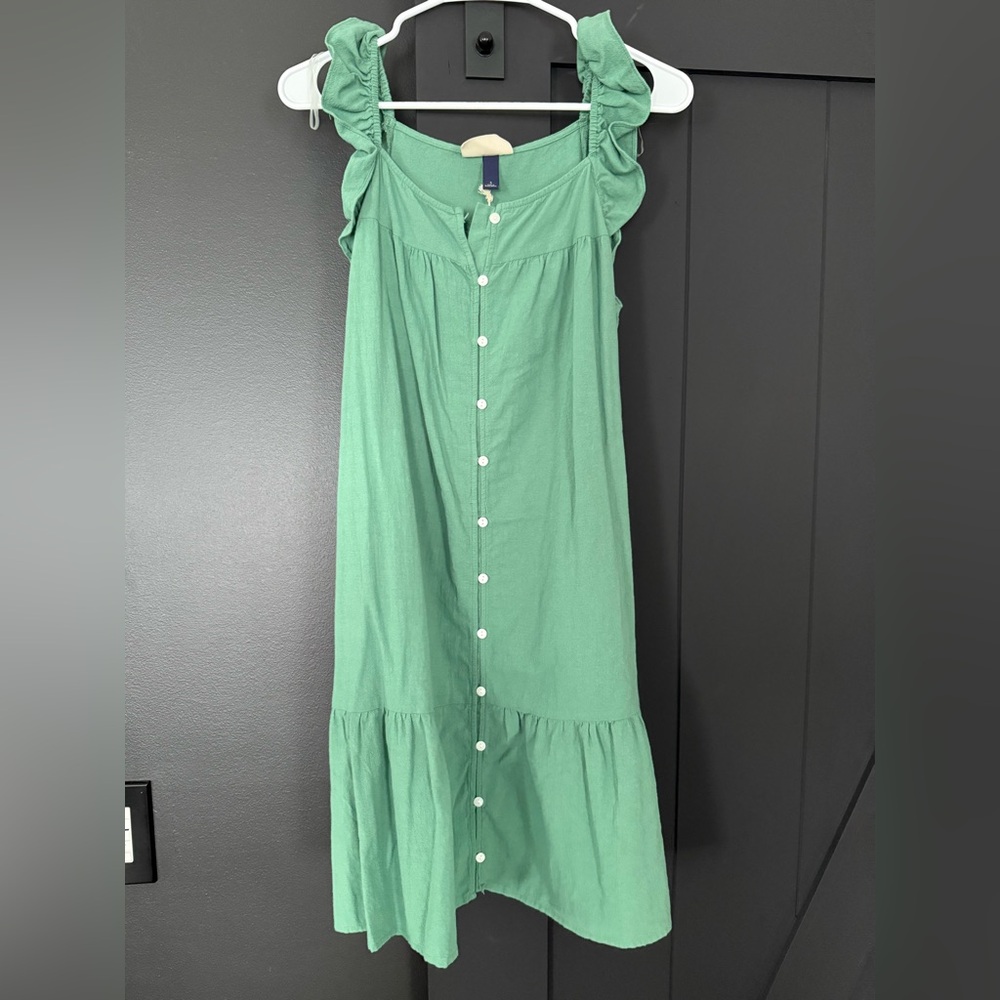 Universal Thread Green Ruffle Sleeve Button Down Short Sundress